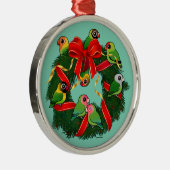 Birdorable Lovebird Kerstmis Metalen Ornament (Rechts)
