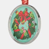 Birdorable Lovebird Kerstmis Metalen Ornament (Links)