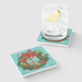 Birdorable Lovebird Kerstmis Stenen Onderzetter (Zijkant)