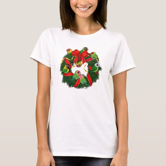 Birdorable Lovebirds Kerstkrans T-shirt (Voorkant)