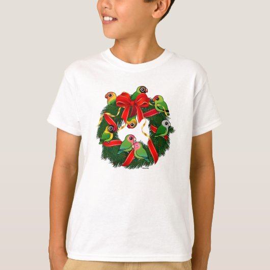 Birdorable Lovebirds Kerstkrans T-shirt (Voorkant)