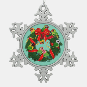 Birdorable Lovebirds Kerstkrans Tin Sneeuwvlok Ornament