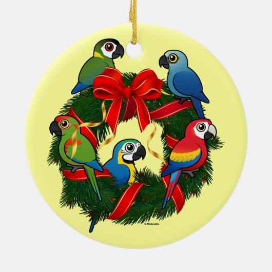 Birdorable Macaws Kerstmis Keramisch Ornament (Achterkant)