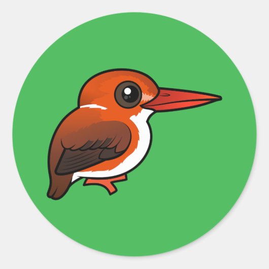 Birdorable Madagascar Pygmy Kingfisher Ronde Sticker (Voorkant)