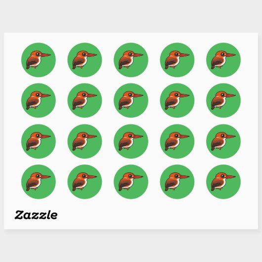 Birdorable Madagaskar Dwergijsvogel Ronde Sticker (Vel)