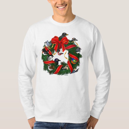 Birdorable NA Backyard Birds Kerstmis T-shirt (Voorkant)