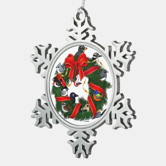 Birdorable NA Backyard Birds Kerstmis Tin Sneeuwvlok Ornament (Rechts)