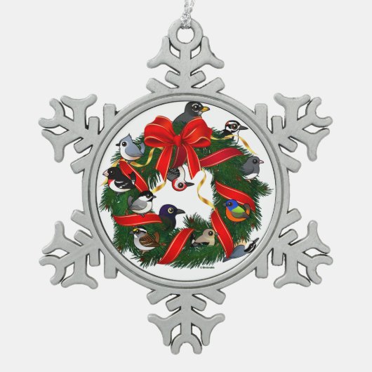 Birdorable NA Backyard Birds Kerstmis Tin Sneeuwvlok Ornament (Voorkant)