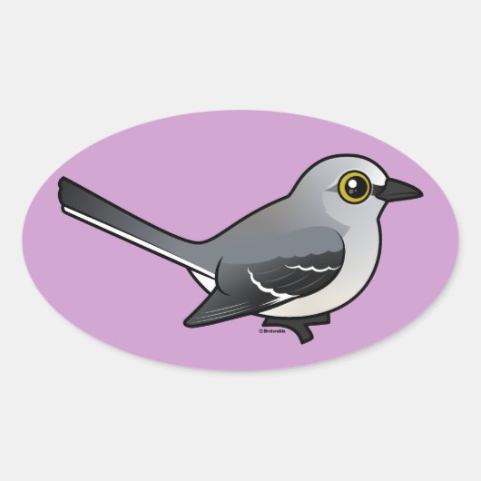Birdorable Northern Mockingbird Ovale Sticker (Voorkant)