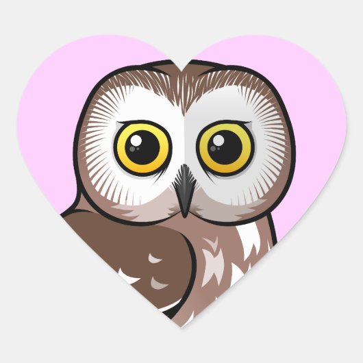 Birdorable Northern Saw-whet Owl Hart Sticker (Voorkant)