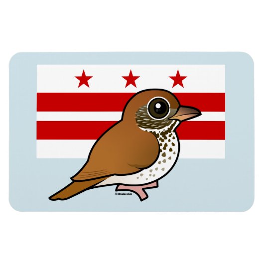 Birdorable of Washington, D.C.: Houtlijster Magneet (Horizontaal)