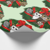 Birdorable Owls Kerstmis Wreath Cadeaupapier (Hoek)