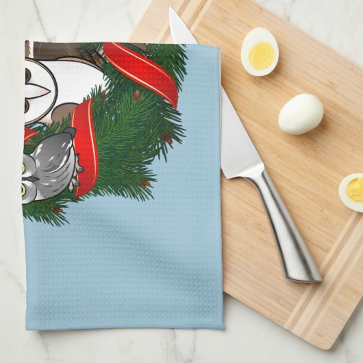 Birdorable Owls Kerstmis Wreath Theedoek (Quarter Fold)