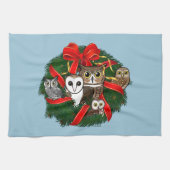Birdorable Owls Kerstmis Wreath Theedoek (Horizontaal)