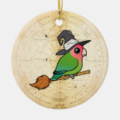 Birdorable Peach-faced Lovebird Halloween Witch Keramisch Ornament (Voorkant)