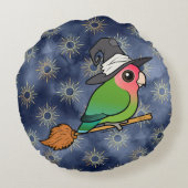 Birdorable Peach-faced Lovebird Halloween Witch Rond Kussen (Achterkant)