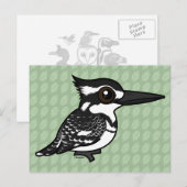 Birdorable Pied Kingfisher Briefkaart (Voorkant / Achterkant)
