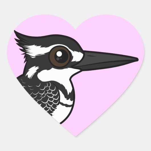 Birdorable Pied Kingfisher Hart Sticker (Voorkant)