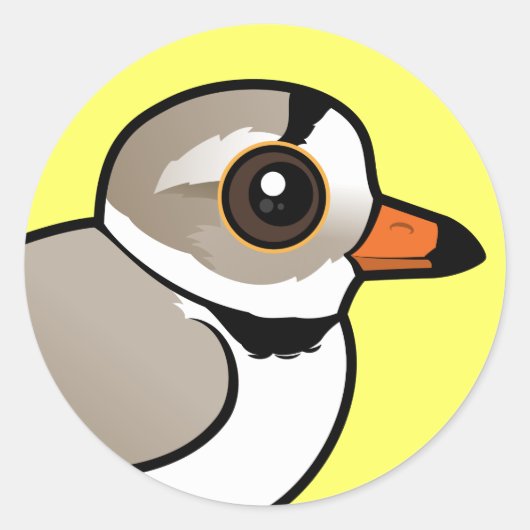 Birdorable Piping Plover Ronde Sticker (Voorkant)