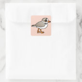 Birdorable Piping Plover Vierkante Sticker (Tas)