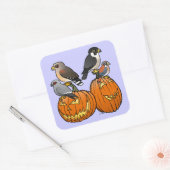 Birdorable Raptors op Pompoenen Vierkante Sticker (Envelop)