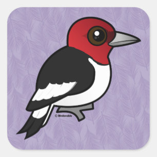 Birdorable Red-kopige Woodpecker Vierkante Sticker