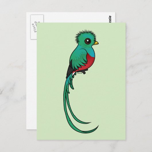 Birdorable Resplendent Quetzal Briefkaart (Voorkant / Achterkant)