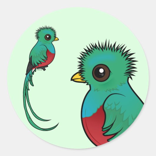 Birdorable Resplendent Quetzal Ronde Sticker (Voorkant)