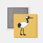 Birdorable rood-gekroonde kraan magneet (Voorkant / Achterkant)