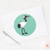 Birdorable rood-gekroonde kraan ronde sticker (Envelop)