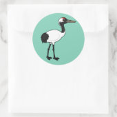 Birdorable rood-gekroonde kraan ronde sticker (Tas)