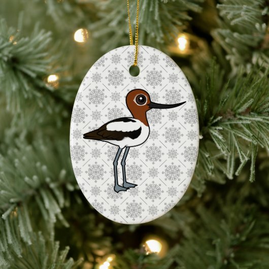 Birdorable Roodhals Avocet Schattigee Cartoon Bird Keramisch Ornament (Boom)
