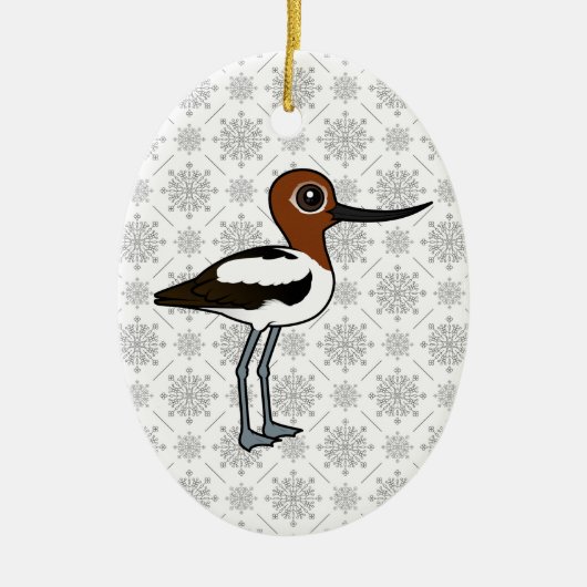 Birdorable Roodhals Avocet Schattigee Cartoon Bird Keramisch Ornament (Voorkant)