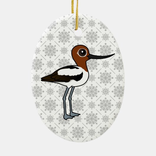 Birdorable Roodhals Avocet Schattigee Cartoon Bird Keramisch Ornament (Achterkant)