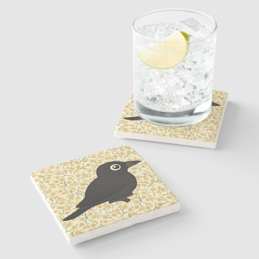 Birdorable Rusty Blackbird Stenen Onderzetter (Zijkant)