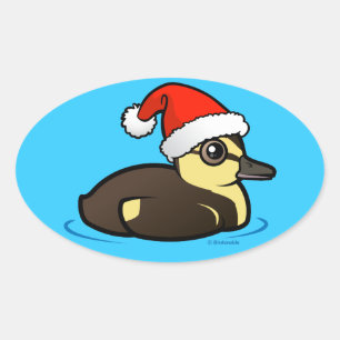 Birdorable Santa Duckling Ovale Sticker