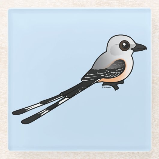 Birdorable Scissor tailed Flychatcher Glazen Onderzetter (Voorkant)