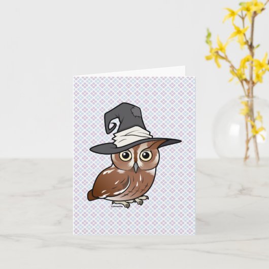 Birdorable Screech Uil Witch Kaart (Gele Bloem)