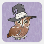 Birdorable Screech Uil Witch Vierkante Sticker (Voorkant)