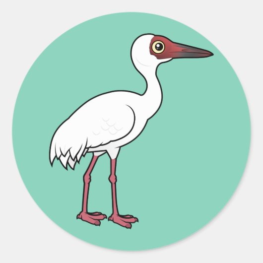 Birdorable Siberische kraan Ronde Sticker (Voorkant)