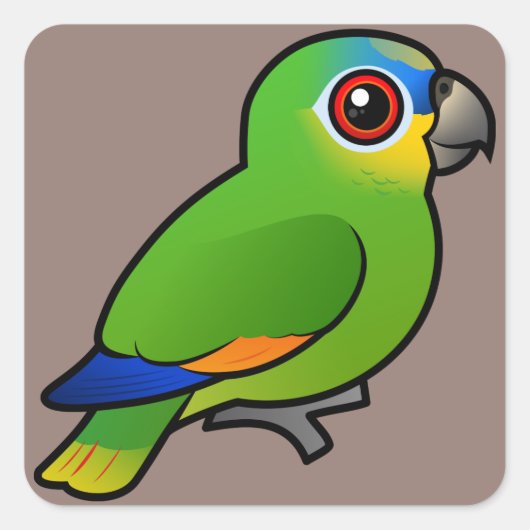 Birdorable Sinaasappel-vleugelige Amazone Vierkante Sticker (Voorkant)