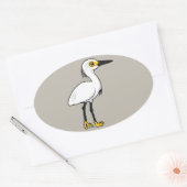 Birdorable Snowy Egret Ovale Sticker (Envelop)