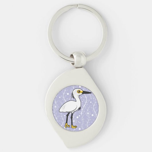 Birdorable Snowy Egret Sleutelhanger (Voorkant)