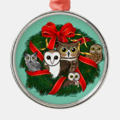 Birdorable Uilen Kerstkrans Metalen Ornament (Voorkant)