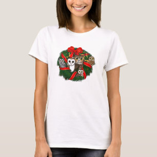 Birdorable Uilen Kerstkrans T-shirt