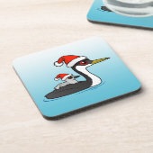 Birdorable Western Grebe Santa Bier Onderzetter (Linkerzijde)