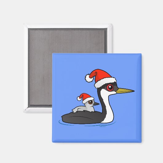 Birdorable Western Grebe Santa Magneet (Voorkant / Achterkant)