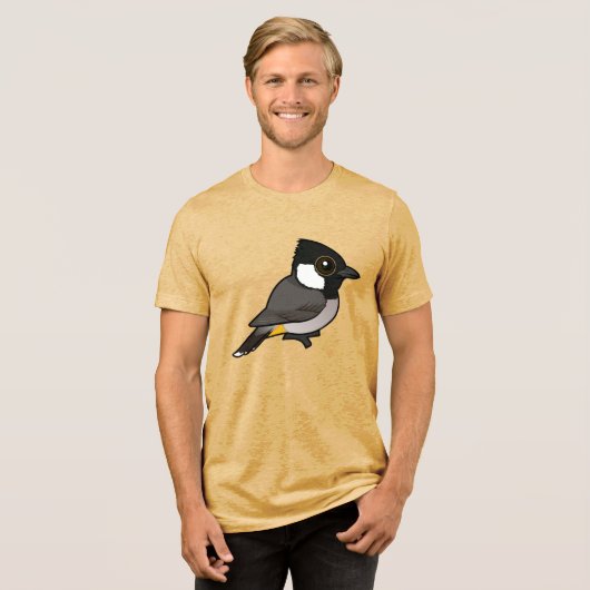 Birdorable White-eared Bulbul Tri-Blend Shirt (Voorkant volledig)