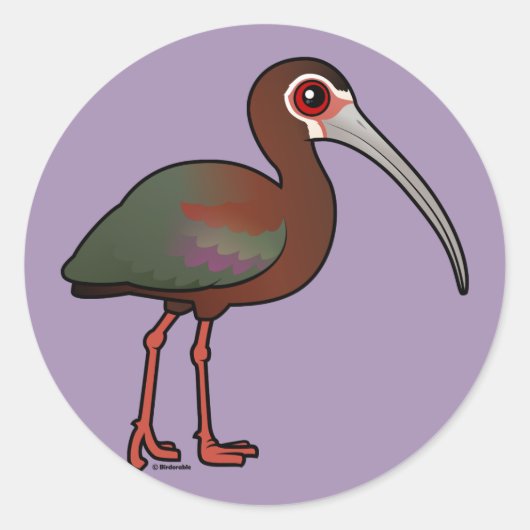 Birdorable White-Faced Ibis Ronde Sticker (Voorkant)