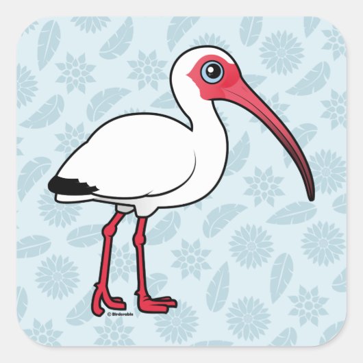 Birdorable White Ibis Vierkante Sticker (Voorkant)